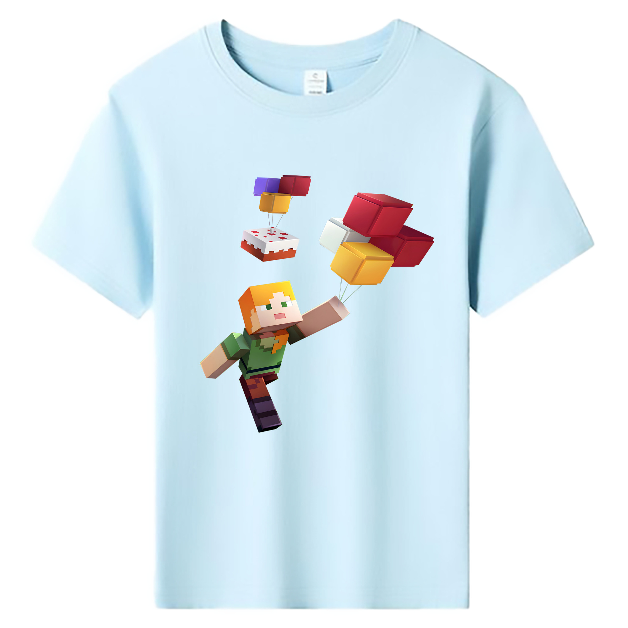 （画像用） マインクラフト ブロックの世界 Minecraft MC Block world 綿100％キッズTシャツ（フロントプリント）